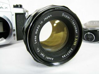 Asahi Pentax S1a,  Case,  Book,  Meter & Takumar 1:2/55mm Lens Exc. 4
