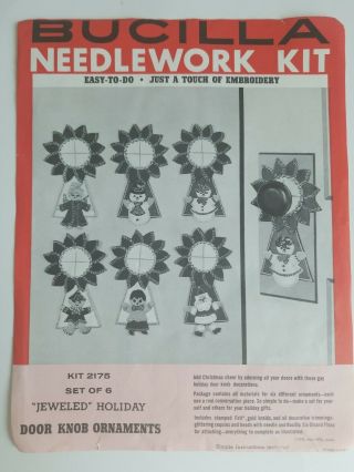 Bucilla Jeweled Holiday Door Knob Covers Felt Embroidery Kit Vintage 2175