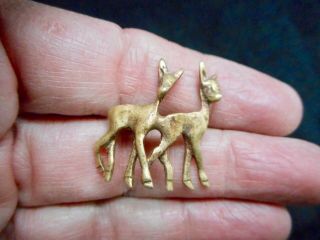 Authentic Vintage Victorian Charming Brass Deer Brooch C Clasp