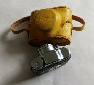 Vintage CRYSTAR Miniature Mini Spy Camera with Yellow Leather Case 2