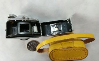 Vintage CRYSTAR Miniature Mini Spy Camera with Yellow Leather Case 6