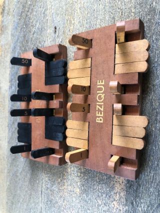 Vintage Wooden Bezique Card Game Score Points Counter Marker