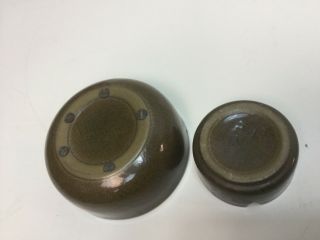 2 Vintage Heath Ceramics Ashtrays matching set Brown 4.  7/8” & 3 - 1/4” 4
