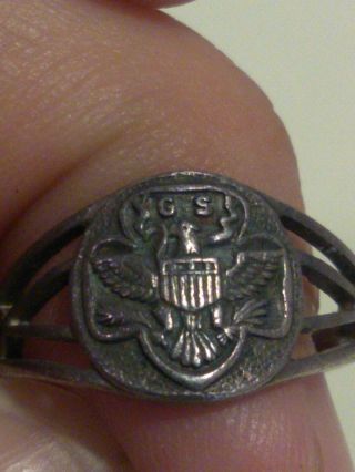 Vintage Sterling Silver Girl Scout Ring Size 5.  5