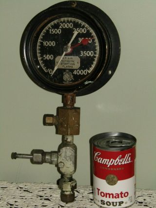 Vintage Ashcroft gauge hp air to engine starting flasks 4000 lbs Steam Punk ART 4
