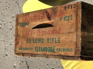 Vintage Remington 22 Hi - Speed Long Rifle 22 Shell Wood Box Crate,  1522,
