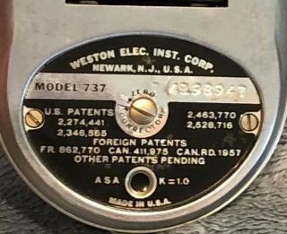 Vintage Retro Light Meter Universal Exposure Meter Weston Master II Model 737 4