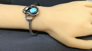 Vintage Navajo Turquoise And Sterling Silver Signed Ed Kee Cuff Bracelet