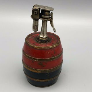 Vintage Barrel Shaped Lift Arm Table Lighter Barrel Keg Shape
