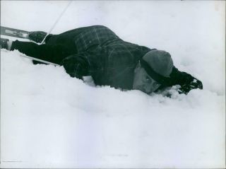 Fernandel Lying And Posing On The Ice.  - Vintage Photo