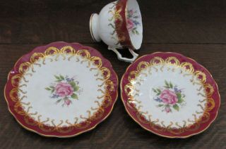 Aynsley Vintage English Porcelain Cup,  Saucer & Plate Pink Rose Gilt