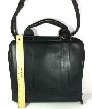 Franklin Covey Vintage Black Leather Zip Around Organizer with Cross Body Strap 5