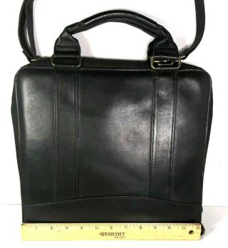 Franklin Covey Vintage Black Leather Zip Around Organizer with Cross Body Strap 6
