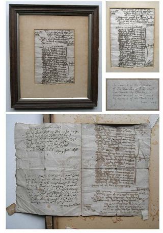 1649 Manuscript Document The English Civil War King Charles 1st Great Tax M.  S.