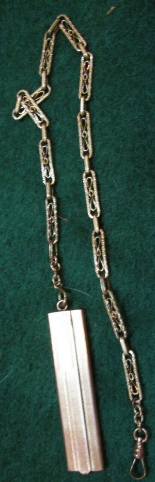 Vintage Mans Gold Filled Watch Chain With Comb Fob