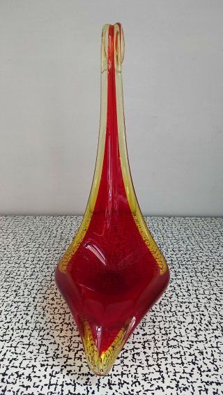 50s 60s Retro Vintage Murano Sommerso Freeform Red Art Glass Sculpture Vase 3