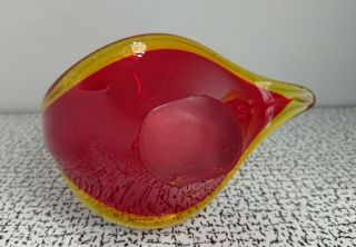 50s 60s Retro Vintage Murano Sommerso Freeform Red Art Glass Sculpture Vase 4