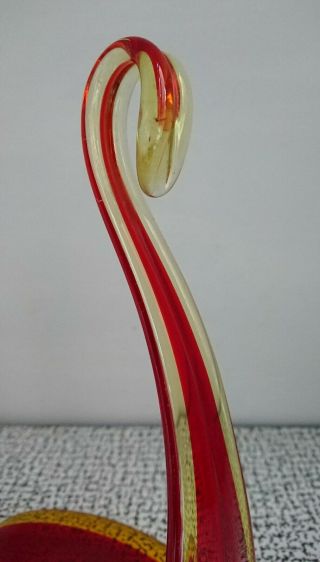 50s 60s Retro Vintage Murano Sommerso Freeform Red Art Glass Sculpture Vase 5