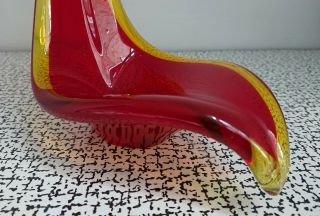 50s 60s Retro Vintage Murano Sommerso Freeform Red Art Glass Sculpture Vase 6