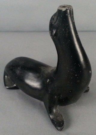 Vintage Cast Metal Seal Black Figurine