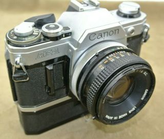 Vintage Canon Ae - 1 Slr Camera With Power Winder 50mm 1:1.  8 Lens 35mm