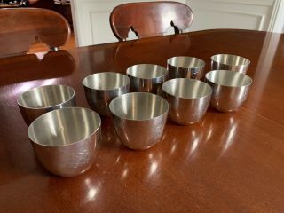 Set 9 Vintage Kirk Stieff Pewter Eastern Jefferson Cups Monticello Monogrammed B