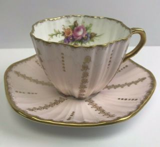 Vintage Foley England Bone China Tea / Coffee Cup & Saucer,  Pink,  Floral