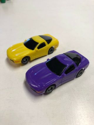 Vintage 1997 Tyco Chevy Corvette Purple & Yellow Slot Car Ho Running Chassis M1