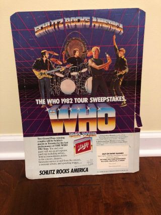 Vintage The Who 1982 Schlitz Rocks America Tour Sweepstakes Store Display