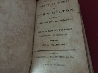 ANTIQUE 1810 The Poetical of JOHN MILTON Paradise Lost & more.  HB Leather 6