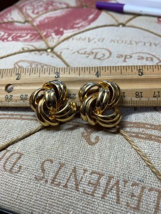 Vintage 1980’s Signed Givenchy Costume Gold Tone Swirl Clip On Earrigs