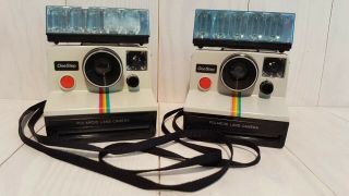 Vintage Polaroid One Step Rainbow Land Camera Sx - 70 - Set Of 2 -