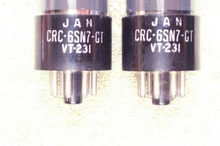 Two,  RCA,  VT - 231,  6SN7GT,  wartime,  smoked glass,  matching date pair 5,  6SN7GT 2