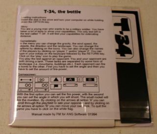 VERY RARE T - 34 - The Battle by A.  N.  G.  Software for Atari XL/XE - (128K) 2