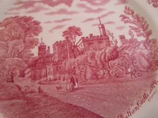 Vintage Johnson Bros Pareek Old Britain Castles Square Handled Cake Plate Pink 3
