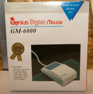 Vintage Genius 3 - Button Square Serial Dyna - Mouse Gm - 6000 Pc/xt/at