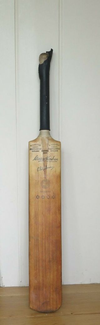 Vintage 1930 ' s B Warsop Patsy Hendren Autograph Willow Cricket Bat Bradman 3