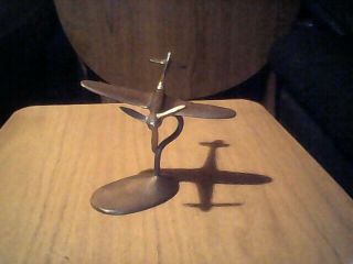 Lovely Collectable Large Vintage Brass Spitfire Plane On Stand - Tench Art Ww2