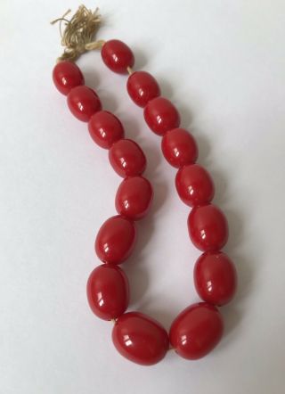53g Vintage Red Bakelite Bead Necklace Simichrome