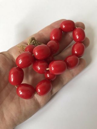 53g Vintage Red Bakelite Bead Necklace Simichrome 3