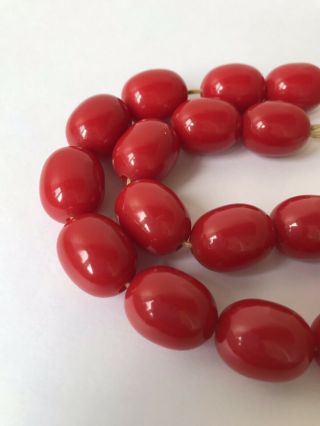 53g Vintage Red Bakelite Bead Necklace Simichrome 4