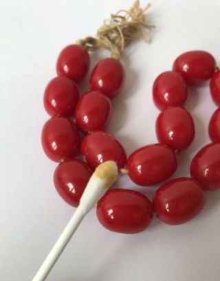 53g Vintage Red Bakelite Bead Necklace Simichrome 7