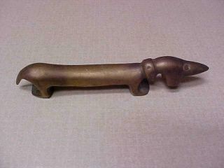 Vintage " Wiener Dog " Bottle Opener - Bronze Mid Century Model 4.  25 " Long