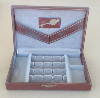 Philipp Wolf Swank Vintage Men ' s Brown Valet Jewelry Box 1960 ' s 2