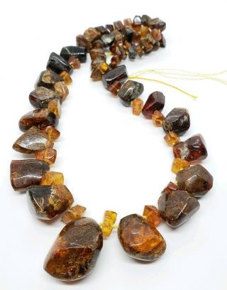 Chunky Vintage Raw Rough Cut Baltic Amber Graduated Strand For Crafting