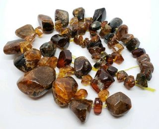 Chunky Vintage Raw Rough Cut Baltic Amber Graduated Strand For Crafting 2