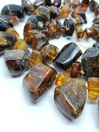 Chunky Vintage Raw Rough Cut Baltic Amber Graduated Strand For Crafting 5