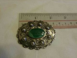 Vtg Fred Harvey Era Navajo Sterling Silver Turquoise Repousse Brooch