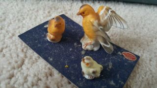 Vintage Miniature Yellow Bird Family 3 Figurines,  Bone China Japan Napco