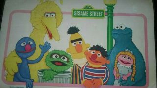 Vintage Sesame Street Vinyl Reusable Activity Placemats 1981